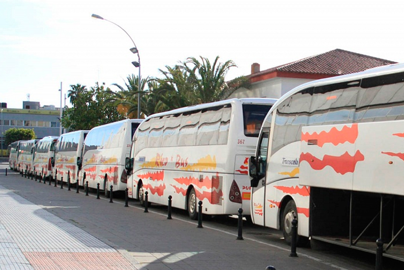 Autobuses con aficionados del Cádiz CF / Trekant Media
