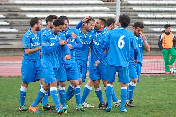 La UD Melilla celebra un gol / Nacho Zafra - Cordobesismo.com
