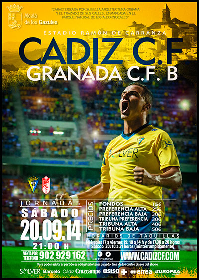 Cartel del partido Cádiz CF - Granada CF 'B'