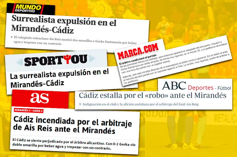 Mención de los medios al arbitraje del Mirandés - Cádiz