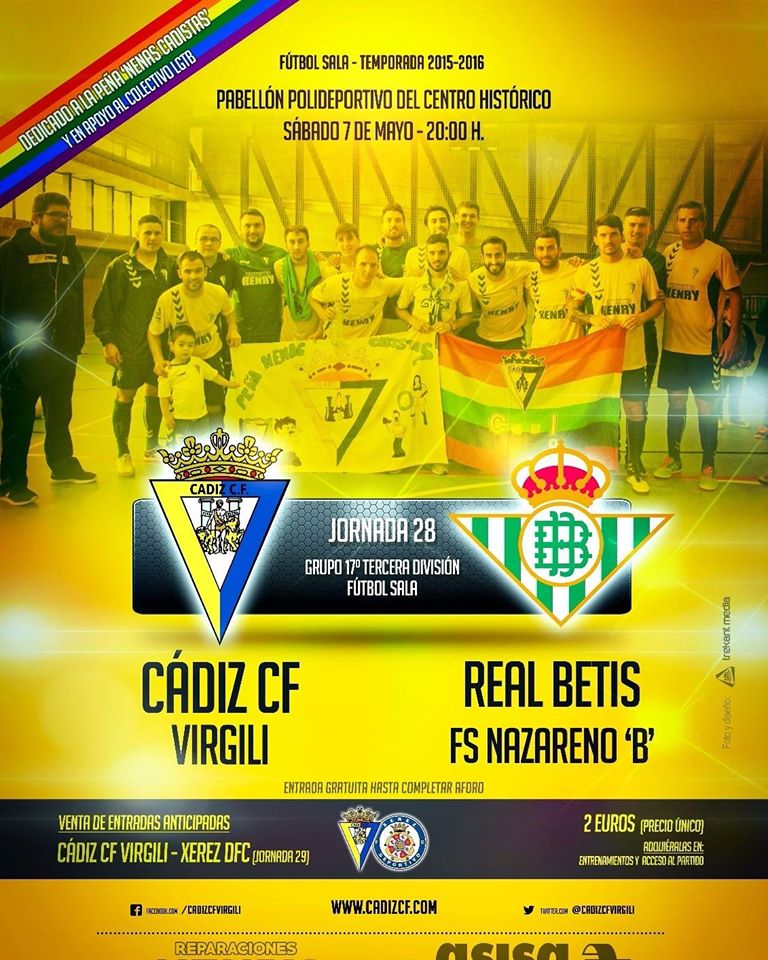 Cartel oficial del Cádiz CF Virgili - Real Betis FSN, dedicado a Nenas Cadistas / Trekant Media