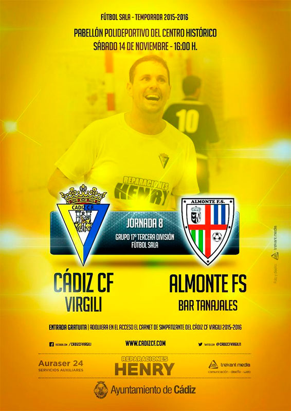 Cartel del Cádiz CF Virgili - Almonte FS / Trekant Media