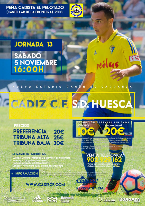 Cartel oficial del Cádiz CF - SD Huesca / cadizcf.com