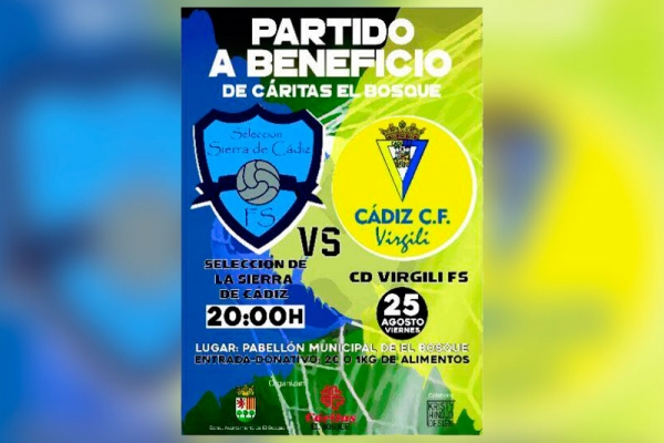 Cartel del amistoso entre la Selección Sierra de Cádiz y el Cádiz CF Virgili