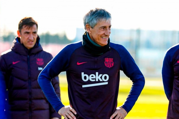 Quique Setién con el FC Barcelona / fcbarcelona.es