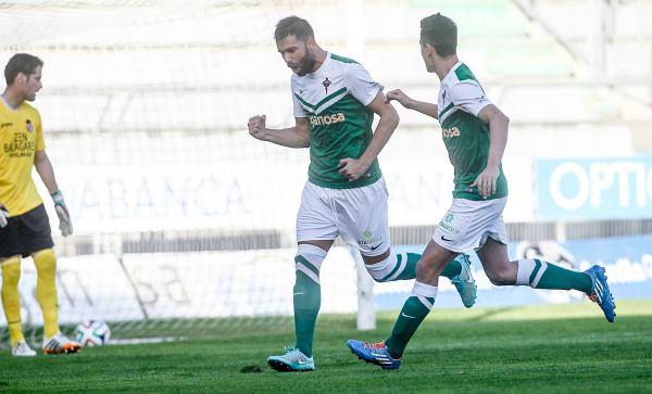 Joselu celebra un gol con el Racing de Ferrol / ferrol360.es