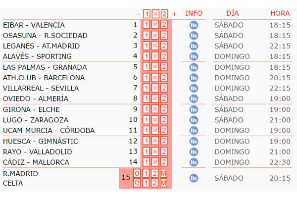 Que partido sustituye al mallorca cadiz en la quiniela